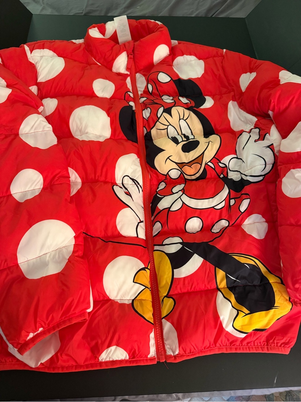 Disney Minnie Mouse Red & White Polka Dot Puffer Coat Womens XL